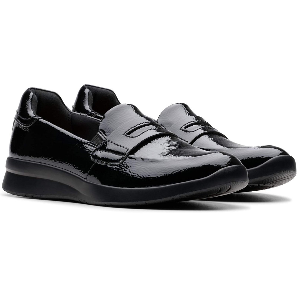 Clarks Elowyn Penny Loafer Womens 9.5 Black Patent Leather Comfort Shoes Slip On